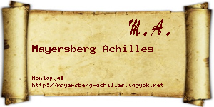 Mayersberg Achilles névjegykártya